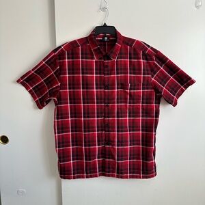 Men's Red Plaid Casual Button Down Shirt